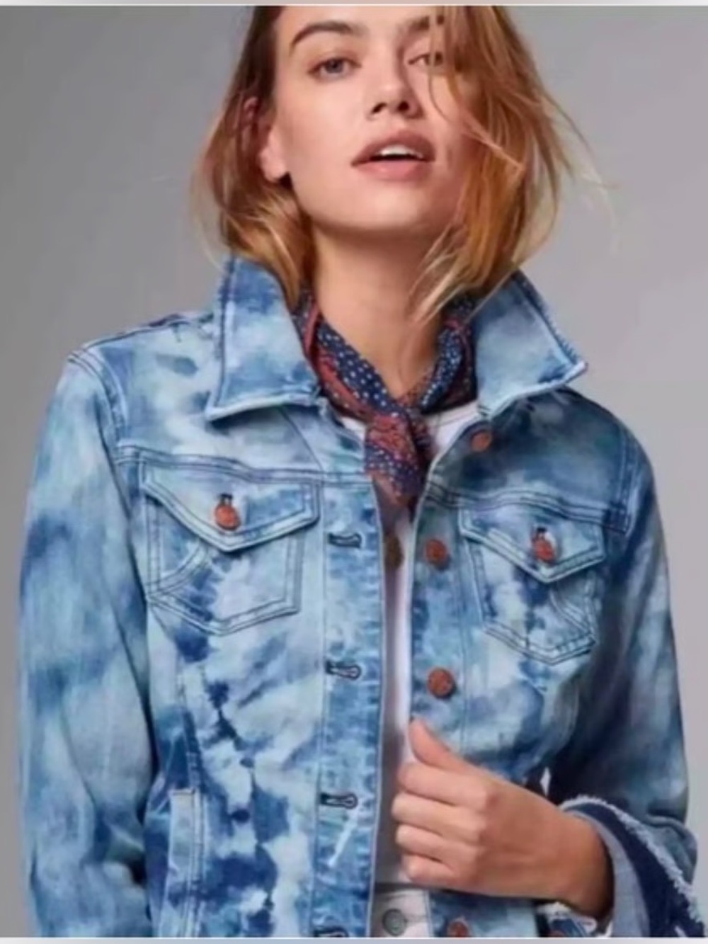 Anthropologie Pilcro Blue Tie-Dye Denim Jacket Size Small NWOT